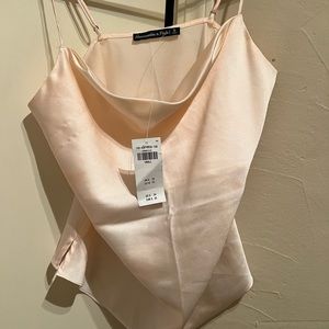 Abercrombie & Fitch Cowl neck satin tank in Blush.